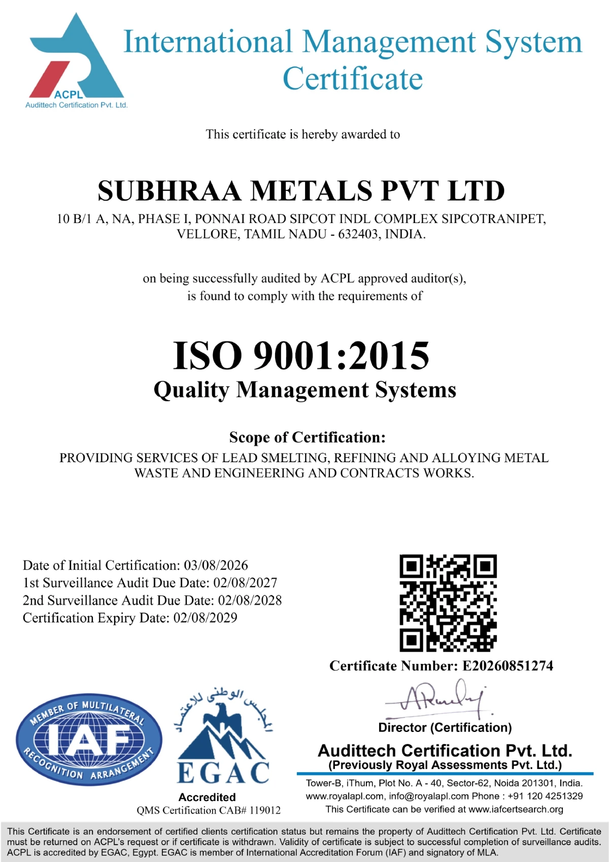 SUBHRAA METALS PVT LTD-QMS